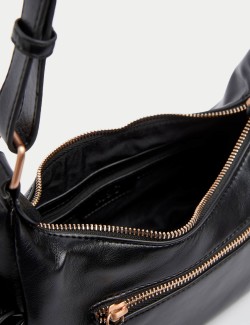 Faux Leather Utility Shoulder Bag