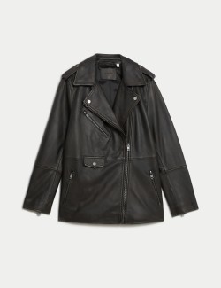 Leather Longline Girlfriend Biker Jacket