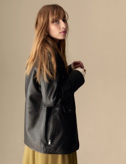 Leather Longline Girlfriend Biker Jacket