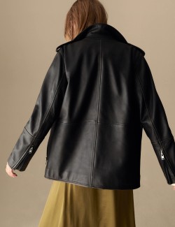 Leather Longline Girlfriend Biker Jacket