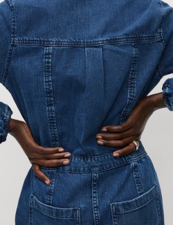 Denim Long Sleeve Utility Jumpsuit