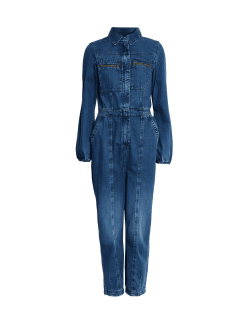 Denim Long Sleeve Utility Jumpsuit