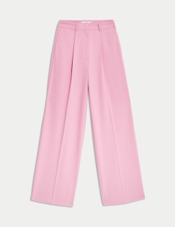 Woven Pleat Front Wide Leg Trousers