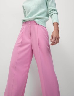 Woven Pleat Front Wide Leg Trousers