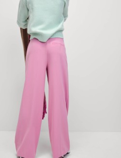 Woven Pleat Front Wide Leg Trousers