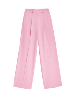 Woven Pleat Front Wide Leg Trousers