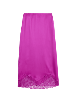 Satin Lace Midaxi Slip Skirt