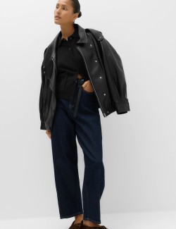 Air-Yarn Collared Relaxed Cropped Cardigan