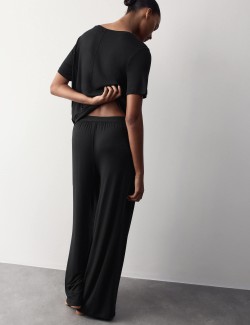 Modal Rich Wide Leg Pyjama Bottoms