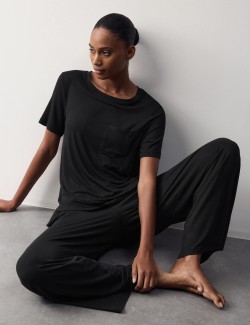 Modal Rich Wide Leg Pyjama Bottoms