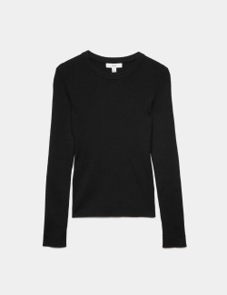 Ribbed Crew Neck Fitted Jumper
