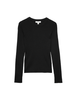 Ribbed Crew Neck Fitted Jumper