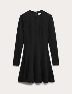Jersey Crew Neck Mini Skater Dress