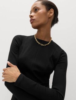 Jersey Crew Neck Mini Skater Dress