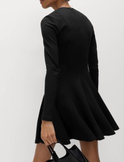 Jersey Crew Neck Mini Skater Dress