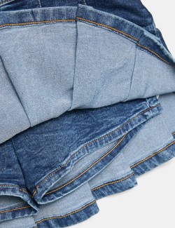 Denim Pleated Mini Skort (6-16 Yrs)