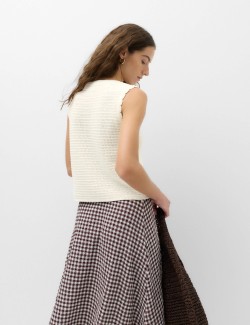 Cotton Rich Lace Detail Knitted Waistcoat