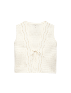 Cotton Rich Lace Detail Knitted Waistcoat