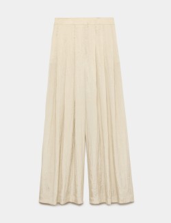 Lyocell Rich Pleated Palazzo Trousers