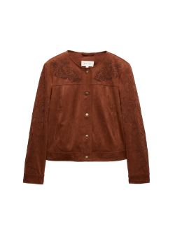 Cornelli Embroidered Suedette Jacket