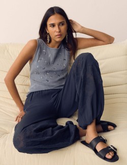 Lace Parachute Relaxed Trousers