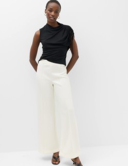 Premium Jersey Seam Detail Wide Leg Trousers