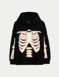 Mikina s kapucí Skeleton s vysokým obsahem bavlny (6-16 let)