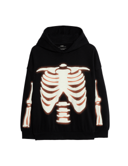 Mikina s kapucí Skeleton s vysokým obsahem bavlny (6-16 let)