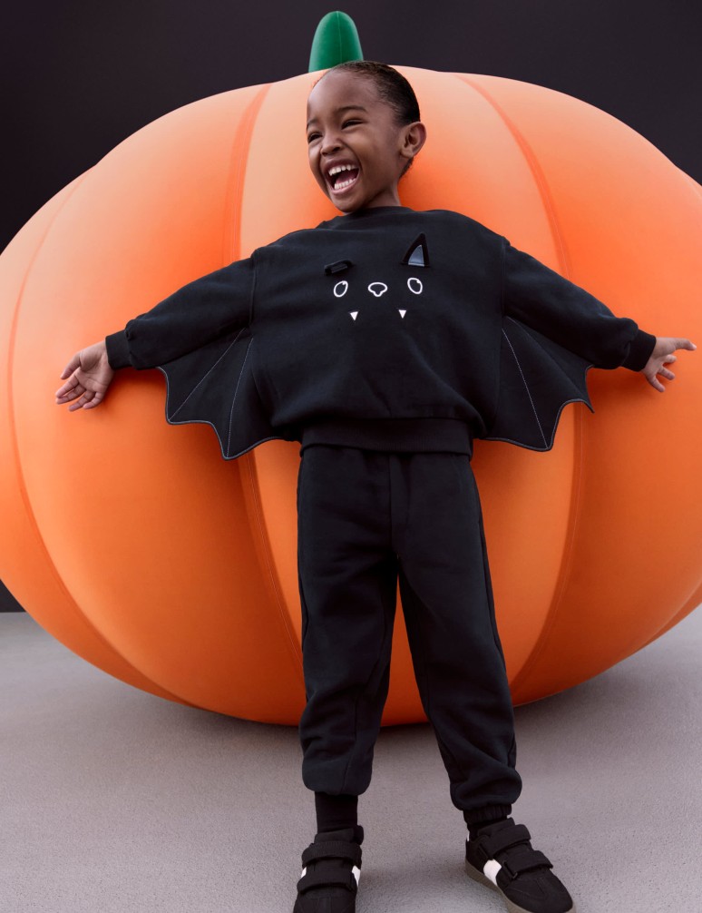 2dílný halloweenský netopýří outfit s vysokým podílem bavlny(2–8 let)