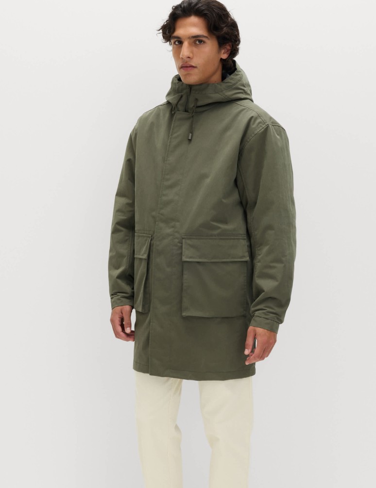 2 in 1 Cotton Rich Washed Hooded Parka Jacket
