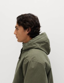2 in 1 Cotton Rich Washed Hooded Parka Jacket