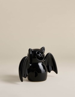 Halloweenská keramická svítící dekorace s netopýrem
