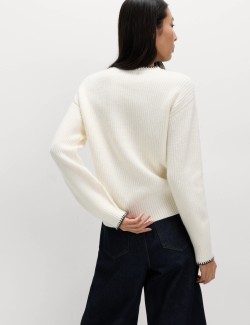 Cloud-Yarn Crew Neck Whipstitch Jumper
