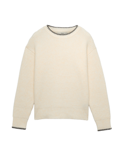Cloud-Yarn Crew Neck Whipstitch Jumper