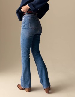 Cotton Rich High Waisted Flared Jeans