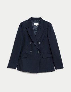 Wool Blend Tailored Double Breasted Blazer