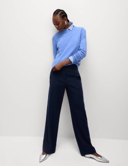 Twill Tailored Wide Leg Trousers