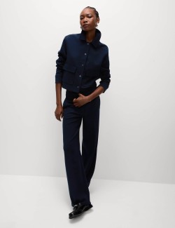 Twill Tailored Wide Leg Trousers