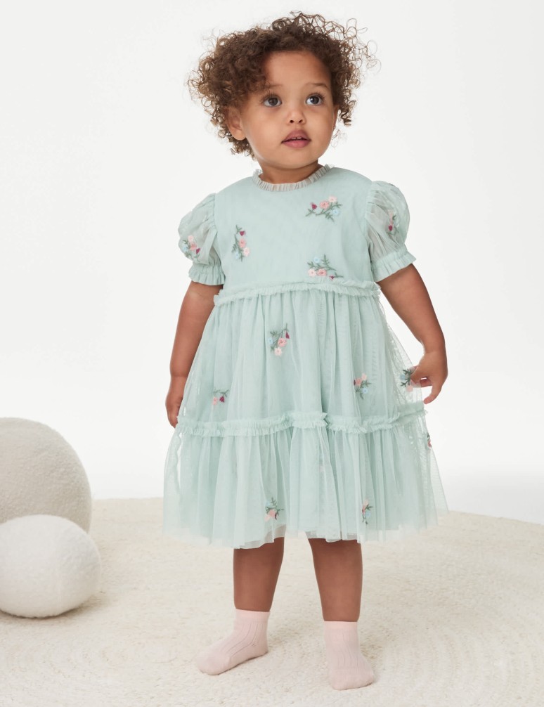 Floral Embroidered Tulle Dress (0-36 Mths)