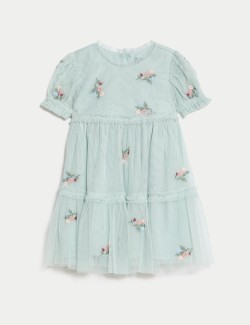 Floral Embroidered Tulle Dress (0-36 Mths)