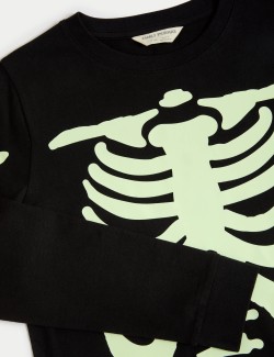 Pure Cotton Glow In The Dark Skeleton Pyjamas (1-16 Yrs)