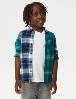 2pc Pure Cotton Checked Shirt & T-Shirt Set (2-8 Yrs)