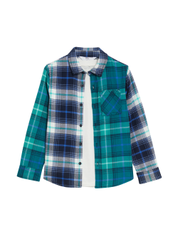 2pc Pure Cotton Checked Shirt & T-Shirt Set (2-8 Yrs)