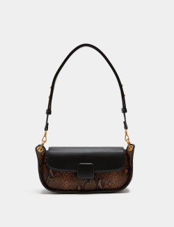 Snake Print Colour Block Shoulder Bag