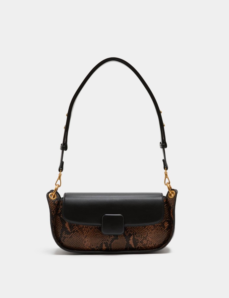 Snake Print Colour Block Shoulder Bag
