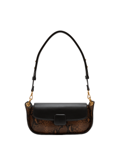 Snake Print Colour Block Shoulder Bag