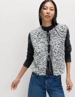 Textured Slub Slim Fit Waistcoat with Wool