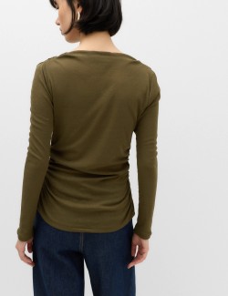 Cowl Neck Draped Long Sleeve Top