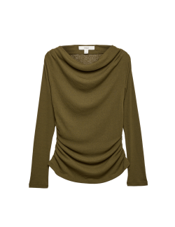 Cowl Neck Draped Long Sleeve Top