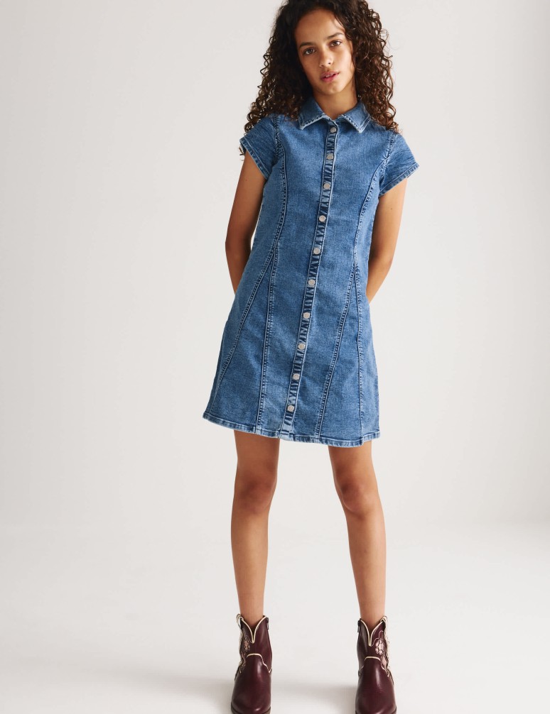 Denim Button Through Dress (6-16 Yrs)